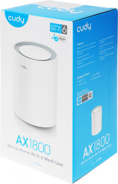 Бесшовный Mesh роутер CUDY M1800, Wi-Fi 6, AX1800, 2.4/5ГГц, 1 LAN, белый [m1800 1-pack ]