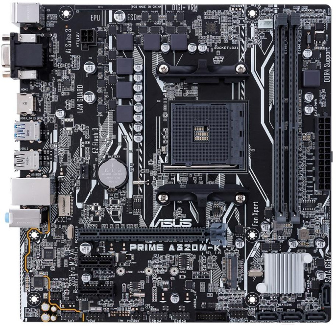 Материнская плата Asus PRIME A320M-K Soc-AM4 AMD A320 2xDDR4 mATX AC`97 8ch 7.1 GbLAN RAID+VGA+HDMI