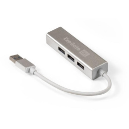 USB-Хаб концентратор 4-в-1 ExeGate DUB-4 кабель-адаптер USB3.0 -- 4xUSB3.0, Plug&Play, корпус алюминиевый, серебристый EX293981RUS