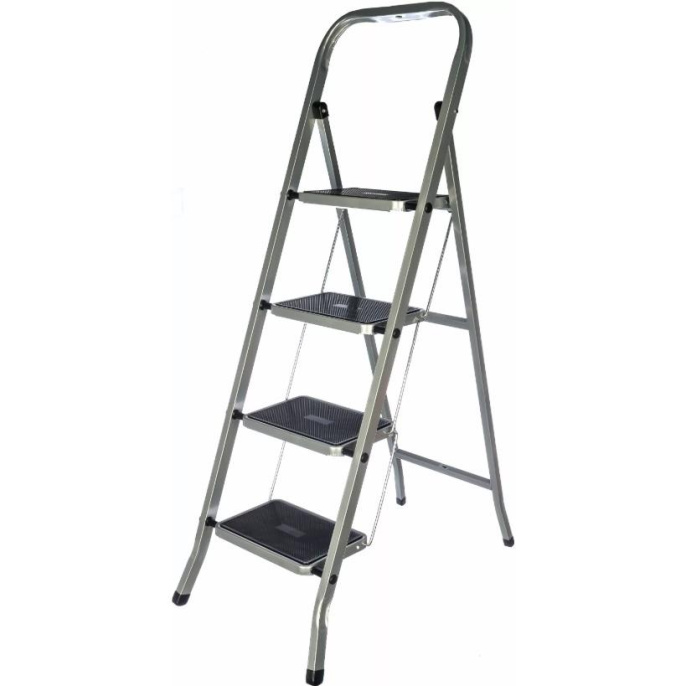 FIT РОС Лестница-стремянка стальная, 4 широкие ступени, Н 129 см, вес 6,25 кг [65383]