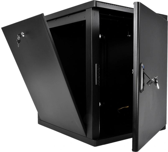 Шкаф коммутационный ЦМО ШРН-М-15.500.1-9005 настенный 15U 600x520мм пер.дв.металл 130кг черный 456мм 23.94кг 180град. 745мм IP20 сталь