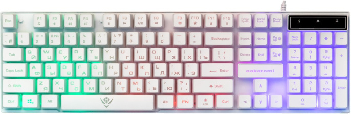 Клавиатура KG-23U WHITE Nakatomi Gaming - игровая с RGB-подсветкой, USB, белая