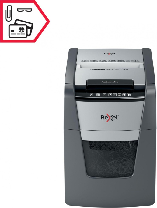 Уничтожитель бумаг Rexel Optimum AutoFeed 90X, с автоподачей, P-4, 4х28 мм, 90 лист. одновременно, 34л [2020090xeu]