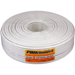 PROconnect 01-2206 Кабель коаксиальный RG-6U, 75Ом, Cu/Al/Cu, 48%, 100м, INDOOR, белый