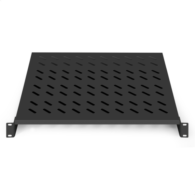 Полка консольная 19" ExeGate ECCS-1U400-B перфорированная, глубина 400мм, крепление 19" 1U, для напольных шкафов и стоек глубиной 600мм/800мм/1000мм, нагрузка до 15кг, цвет черный RAL9004 EX301496RUS