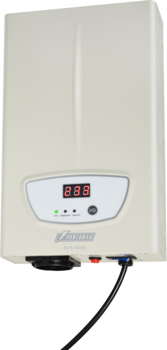 Стабилизатор напряжения Powerman AVS-500S 500ВА, LCD, 1 Schuko, точность 8%, навесной 6119434 