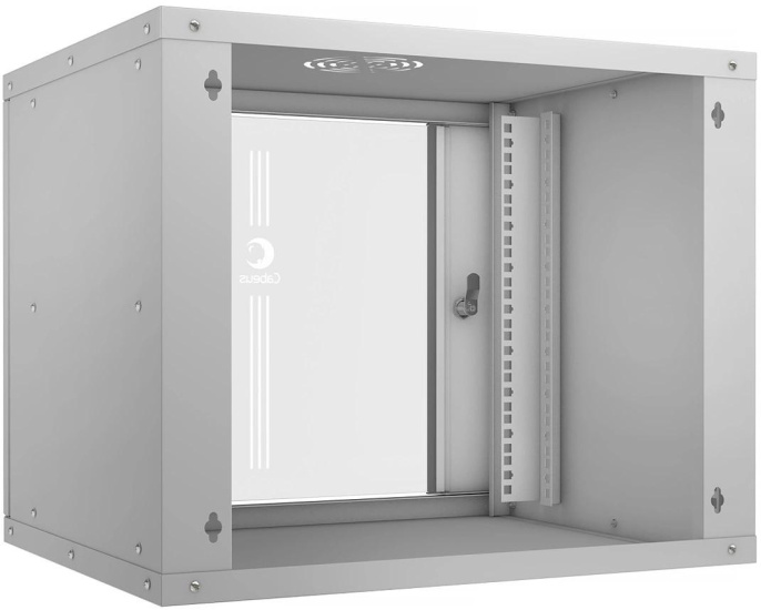 Cabeus WSC-05D-9U55/45 Шкаф телекоммуникационный настенный 19" 9U, серия LIGHT разборный, дверь стекло, цвет серый