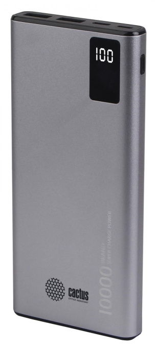 Внешний аккумулятор (Power Bank) Cactus CS-PBFSLT-10000,  10000мAч,  серый