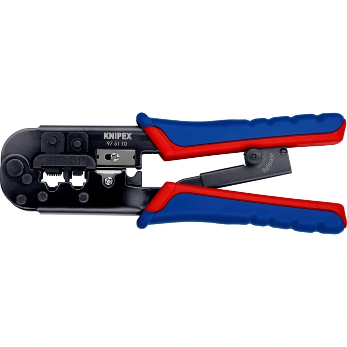 Пресс-клещи для штекеров KNIPEX RJ (Western), 2 гнезда, RJ 11/12, RJ 45, 190 мм, KN-975110SB