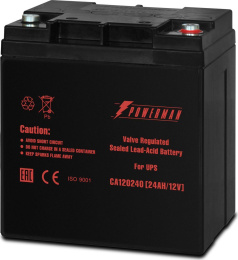 Батарея POWERMAN Battery CA12240, напряжение 12В, емкость 24Ач, макс. ток разряда 360А, макс. ток заряда 7.2А, свинцово-кислотная типа AGM, тип клемм M1, Д/Ш/В 166/126/174, 8.4 кг./ Battery POWERMAN Battery CA12240, voltage 12V, capacity 24Ah, max. discha