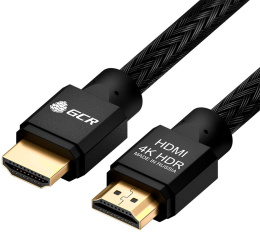 Greenconnect Кабель 1.0m HDMI версия 2.0, HDR 4:2:2, Ultra HD, 4K 60 fps 60Hz/5K*30Hz, 3D, AUDIO, 18.0 Гбит/с, 28/28 AWG, OD7.8mm, тройной экран, черный нейлон, AL корпус черный, GCR-51307