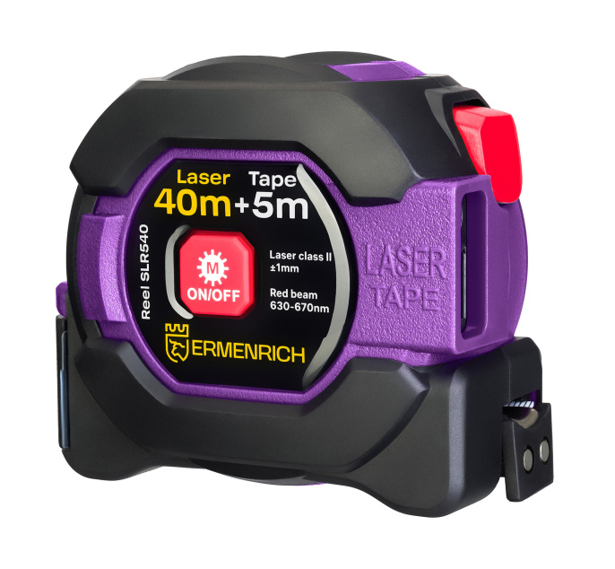 Рулетка с лазерным дальномером Ermenrich Reel SLR540, фиолетовый