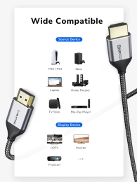 Кабель CABLETIME CH10H (CT-AV540-HE21G(C8K)-B1) 1 м, 8K PREMIUM HDMI 2.1, коаксиальный 32AWG, нейлоновый, 8K/60 Гц, 4K/144 Гц