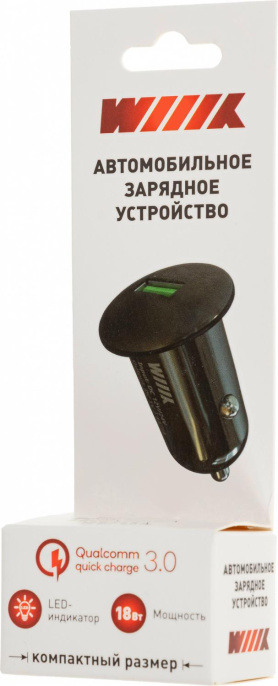 Автомобильное зарядное устройство Wiiix UCC-1-11, USB-A, 18Вт, 3A, черный