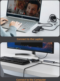 Концентратор  CABLETIME CB01B (CT-HUBT1-PB) 4 порта, 5Gbps, 0.15 м, с блоком питания, USB-хаб для ноутбука и ПК