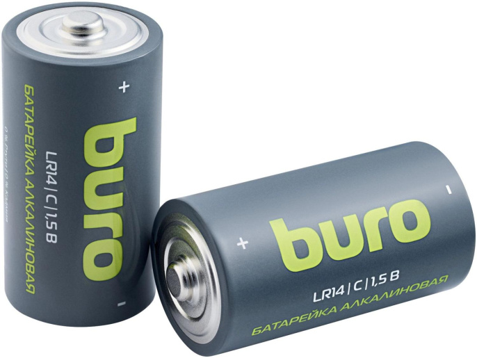 C Батарейка Buro Alkaline LR14,  2 шт. 7500мAч