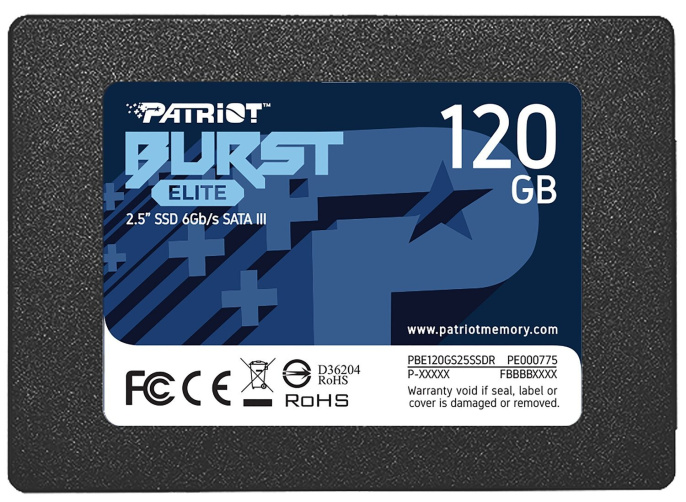 SSD накопитель Patriot Burst Elite PBE120GS25SSDR 120ГБ, 2.5", SATA III, SATA