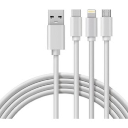 Rexant 18-1127 Кабель USB 3в1 Type-С 3A , Lightning 2,4A , micro USB 2A 1м, ПВХ