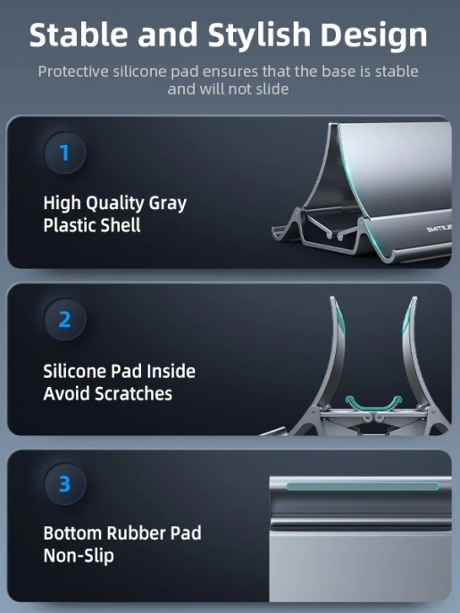 Вертикальная подставка CABLETIME CS15G (CT-VLP01-PG) для ноутбука, серый