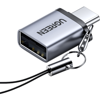 Адаптер переходник UGREEN US270 50283 Type C to USB 3.0 A Adapter Cable with Lanyard с ремешком. Цвет: серый космос