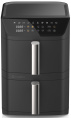 Аэрофритюрница roome Air Fry DUAF-11-A (2800W, 40-230°C, 6л+6л, 10 программ, диапазон регулировки по времени: 1мин - 8ч, цвет: черный, с двухкамерной внутренней циркуляцией воздуха, сенсорный экран)