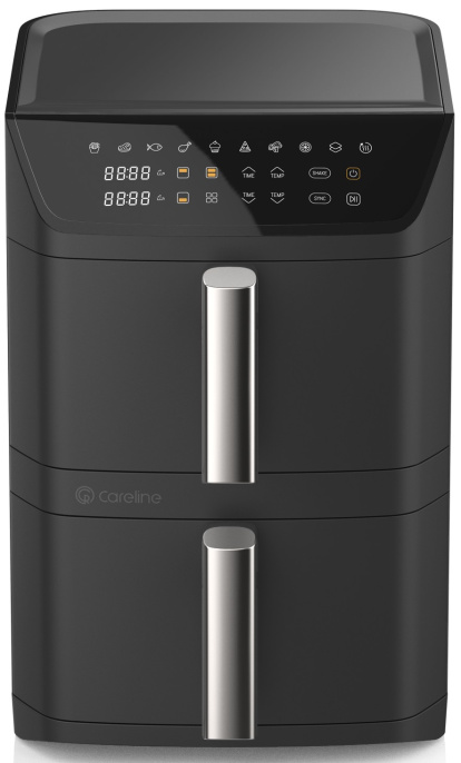 Аэрофритюрница roome Air Fry DUAF-11-A (2800W, 40-230°C, 6л+6л, 10 программ, диапазон регулировки по времени: 1мин - 8ч, цвет: черный, с двухкамерной внутренней циркуляцией воздуха, сенсорный экран)