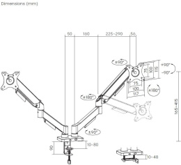 Кронштейн для мониторов Cactus CS-VM-MD-72-BK, до 32", до 9кг, настольный, поворот и наклон, черный  / белый