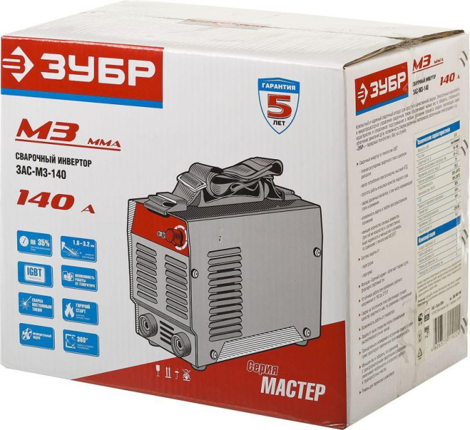 Сварочный аппарат Зубр ЗАС-М3-140,  инвертор