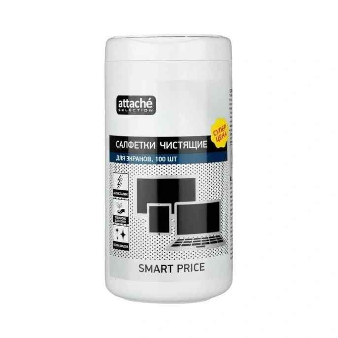 Салфетки для экранов Luscan smart price туба, 100 шт., 112x110 мбл 1763024