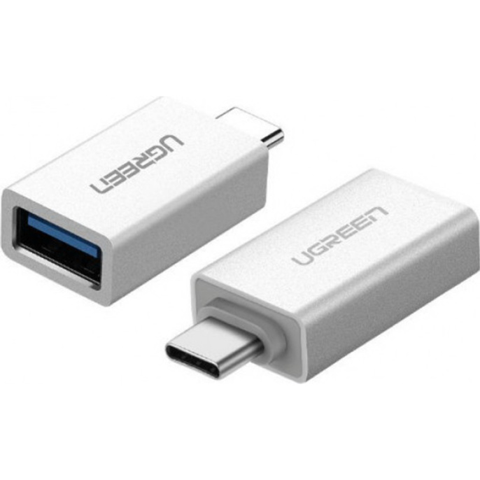 Переходник UGREEN US173-30155, Type C (M) to USB-A 3.0 (F), OTG, скорость до 5 Гбит/с, пластиковый, White