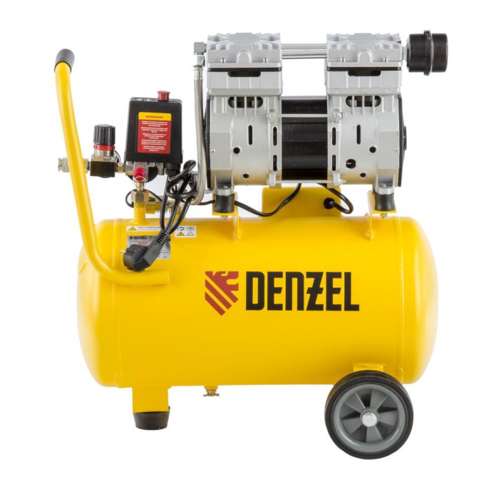 Компрессор поршневой Denzel DLS950/24 безмасляный 165л/мин 24л 950Вт желтый/черный