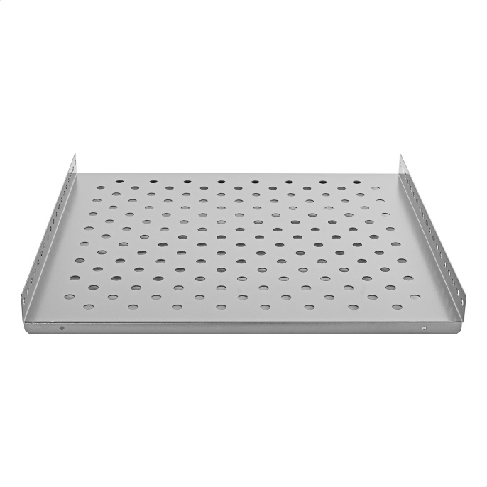 Полка стационарная 19" ExeGate ECSF-FS800-G перфорированная, глубина 475мм, крепление 19" 1U, для напольных шкафов и стоек глубиной 800мм/1000мм, нагрузка до 100кг, цвет светло-серый RAL 7035 EX300302RUS