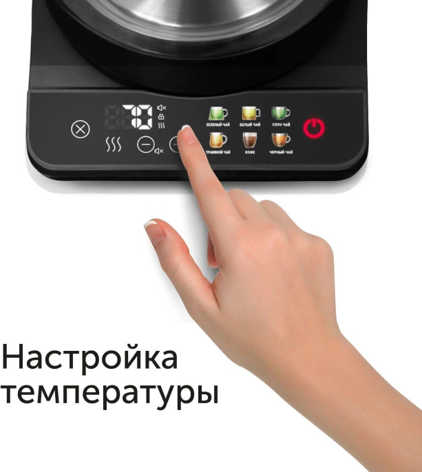 Чайник электрический Red Solution KG1330D 2л. 2000Вт прозрачный/черный корпус: стекло/пластик