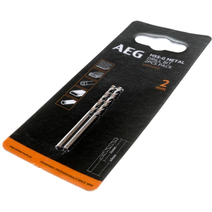 Сверло по металлу HSS-G (2 шт; 2х24х49 мм) AEG AAKHSSG02 4932479304