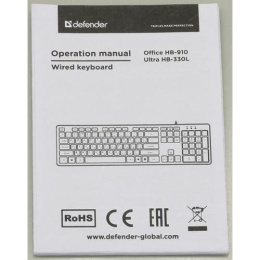 Клавиатура Defender Office HB-910 RU USB [45910] {Проводная, полноразмерная, черная} 045910