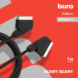 Кабель соединительный аудио-видео Buro SCART m - SCART m , 1м, черный [bsc001-b-1]