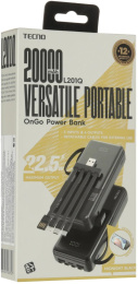 Внешний аккумулятор Power Bank TECNO Pocket L201Q, 20000мAч, черный