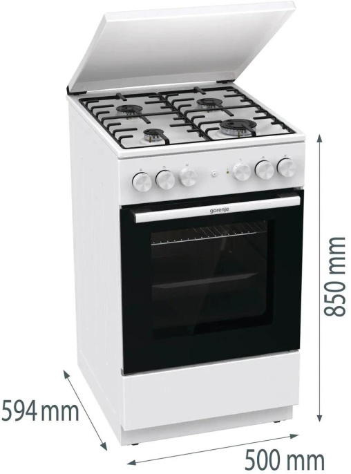 Плита Комбинированная Gorenje GK5A22WH белый металлическая крышка реш.сталь