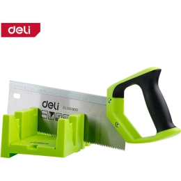 Стусло DELI DL580900 пластиковое с пилой 300мм 22.5, 45, 90 град, полотно из стали 65mn, прорезиненная ручка 123267