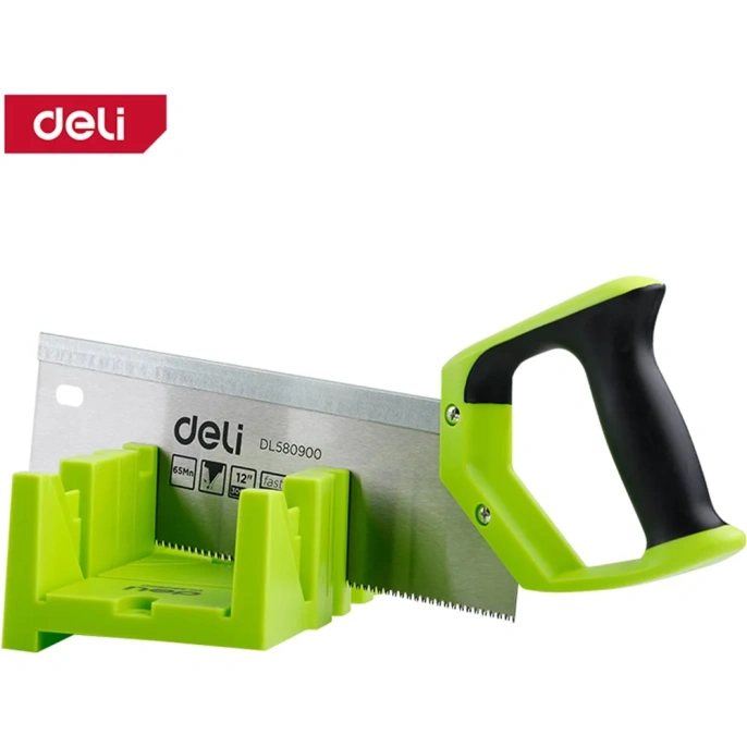 Стусло DELI DL580900 пластиковое с пилой 300мм 22.5, 45, 90 град, полотно из стали 65mn, прорезиненная ручка 123267