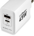 Сетевое зарядное устройство Digma DPW4A, USB-A, USB-C, 45Вт, 3A, белый [dpw4a5gx11wh]
