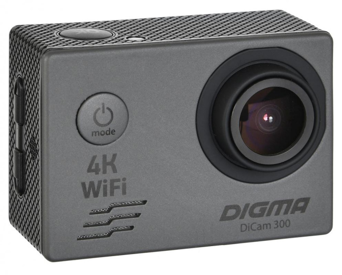 Экшн-камера DIGMA DiCam 300 4K,  WiFi,  серый [dc300]