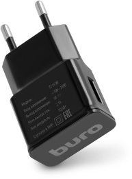Сетевое зарядное устройство Buro TJ-159b, USB-A, 10.5Вт, 2.1A, черный