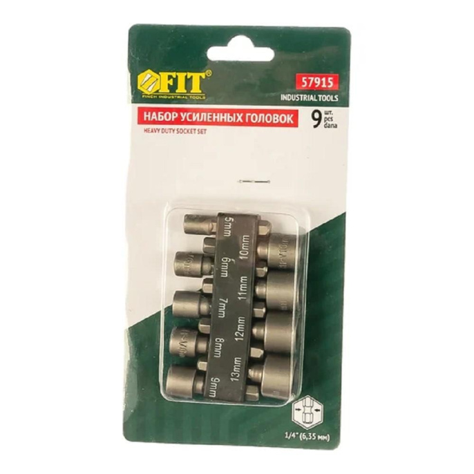 FIT IT Набор усиленных головок CrV 9 шт. 5-13 мм [57915]