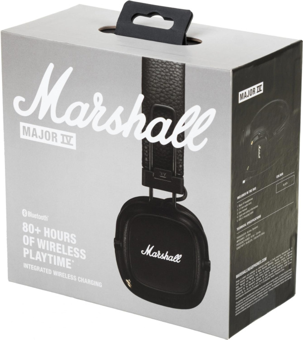 Наушники Marshall Major IV Черный (1005773) (беспроводные, с микрофоном, накладные, портативные, Bluetooth 5.0, 20-20000 Гц, складное оголовье, быстрая зарядка, время работы: 80 ч)
