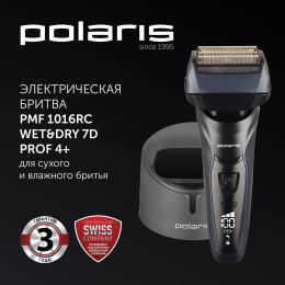 Бритва сетчатая Polaris PMF 1016RC реж.эл.:4 питан.:элек.сеть/аккум. темно-синий/черный