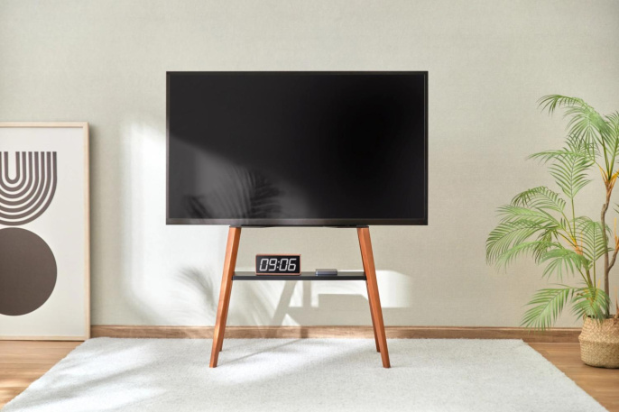 Подставка для телевизора Cactus CS-ST3645BKWN, 43-65", напольный, черный  / орех