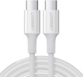 Кабель UGREEN US300-60552, Type C to Type C, 5A, PD 100W Fast Charge, скорость до 480 Мбит/с, не может передавать аудио и видео сигнал, силиконовый круглый, 2m, White