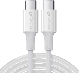 Кабель UGREEN US300-60552, Type C to Type C, 5A, PD 100W Fast Charge, скорость до 480 Мбит/с, не может передавать аудио и видео сигнал, силиконовый круглый, 2m, White