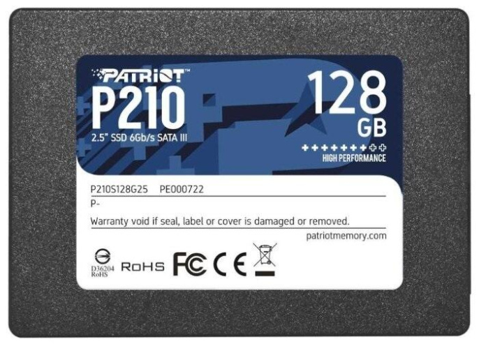 SSD накопитель Patriot P210 P210S128G25 128ГБ, 2.5", SATA III, SATA